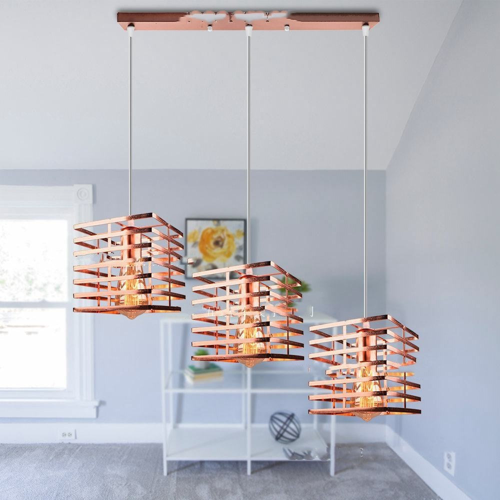 European Post-Modern 3D Iron Chandelier