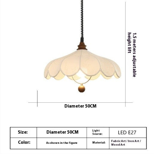 French Retro Cream-Style Retractable Chandelier