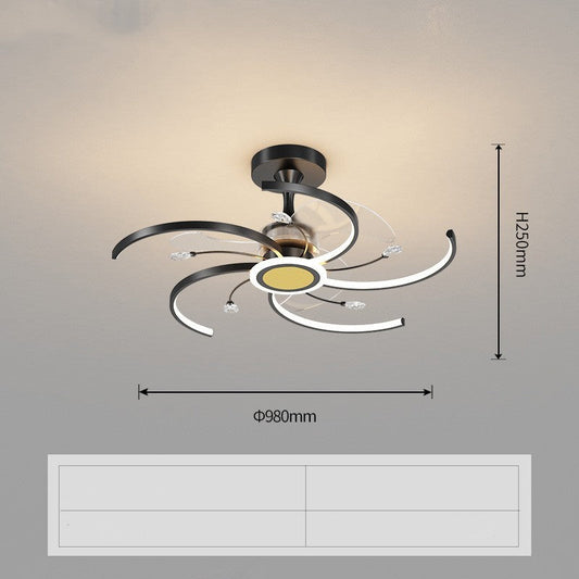 Modern Black-Gold Multi-Head Fan Lamp