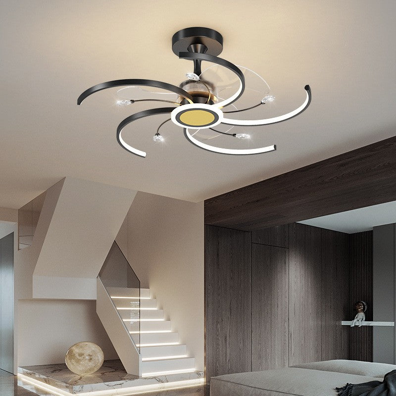 Modern Black-Gold Multi-Head Fan Lamp