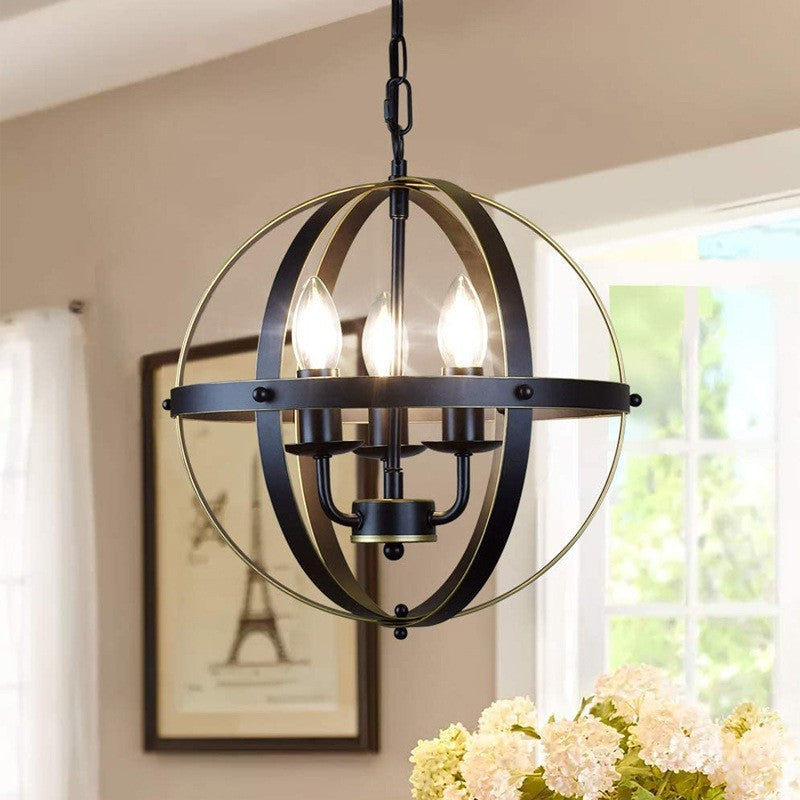 Retro Industrial Wrought Iron Multi-Head Pendant