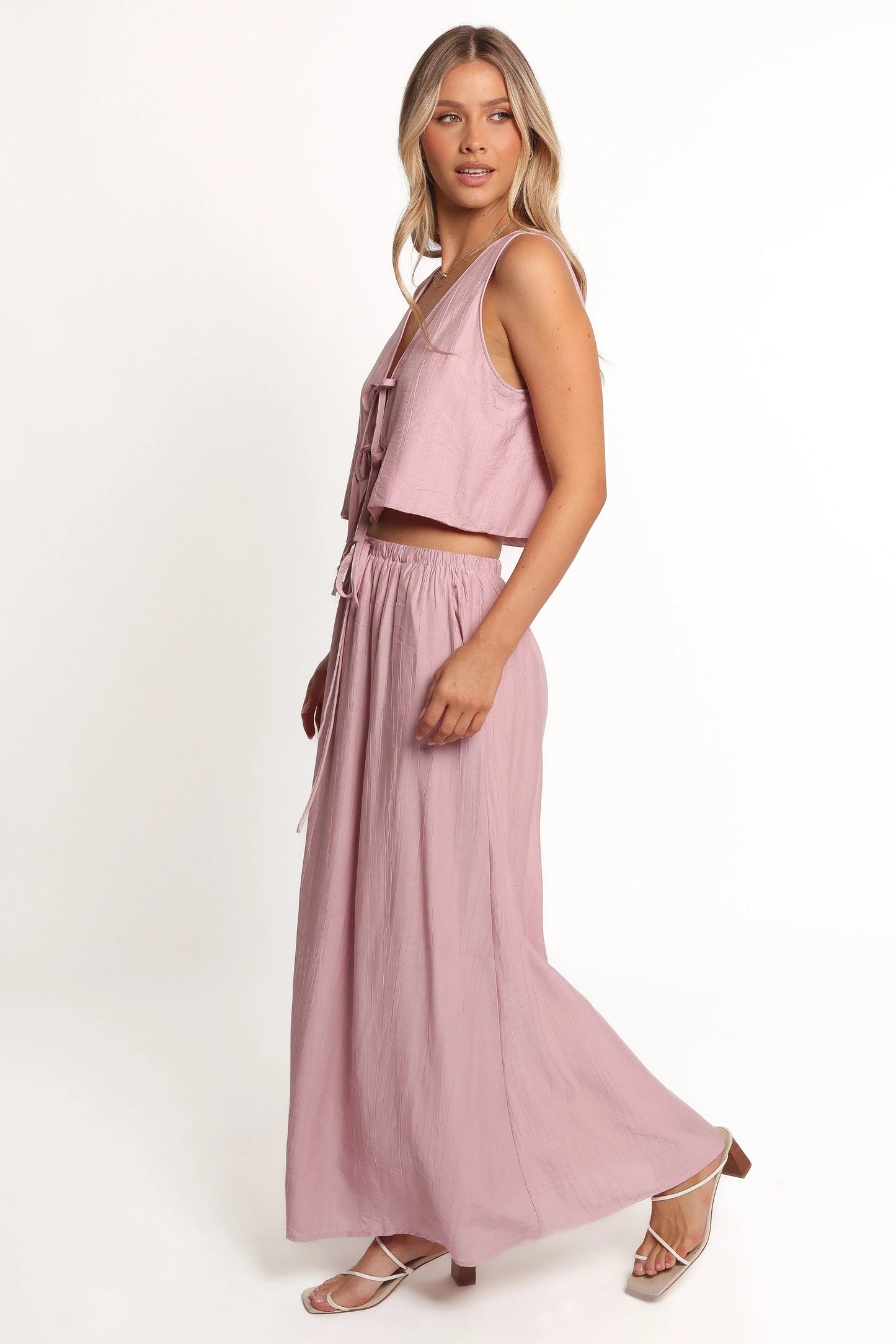 Tie-Front Crop Top & Maxi Skirt Set