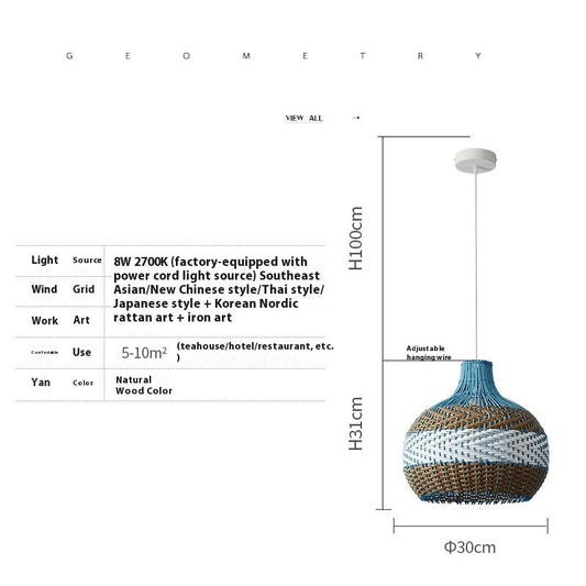 Vine-Woven Pastoral Pendant Lamp