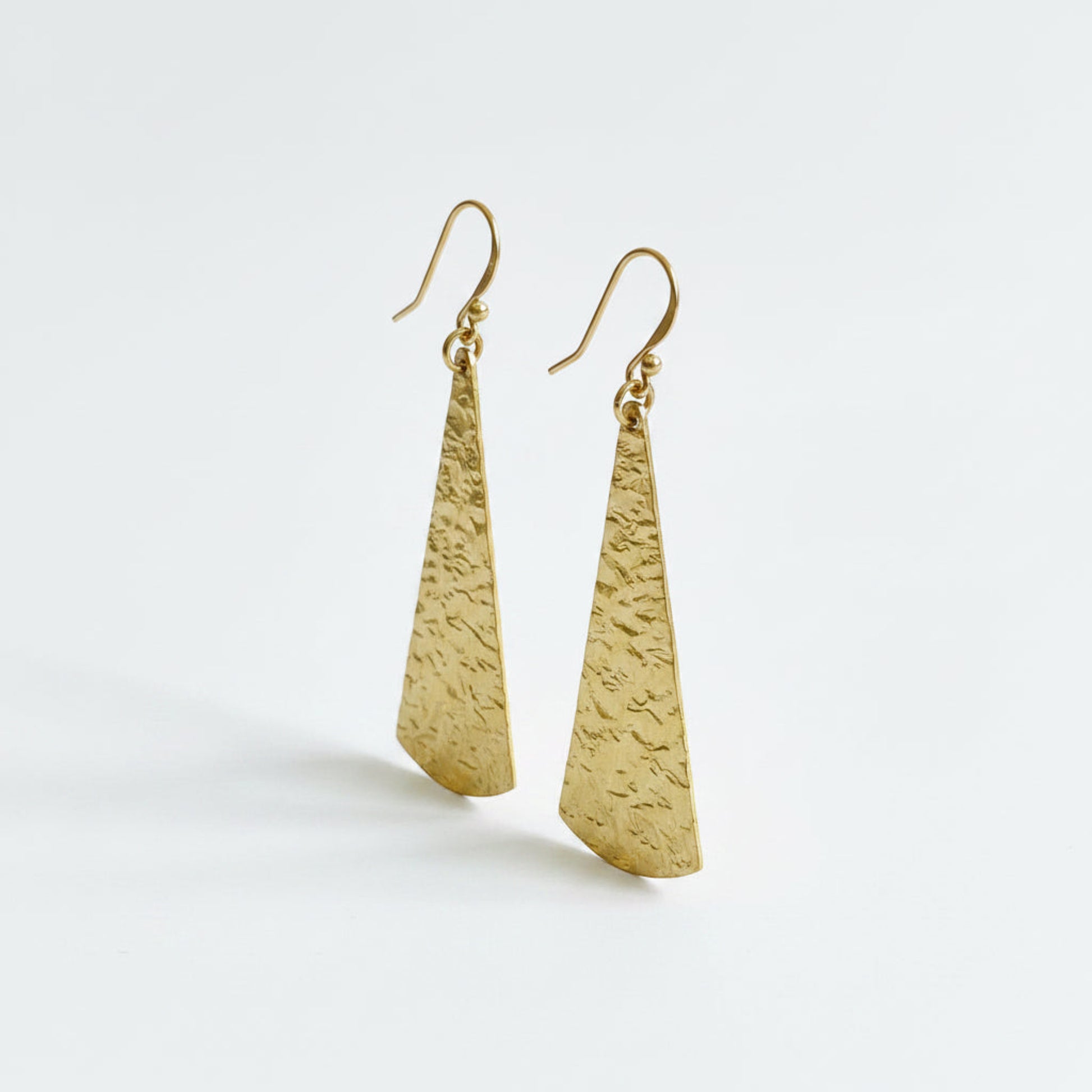 Extra Large Gold Teardrop Earrings, Hand-Hammered Brass Dangle Earrings, Minimalist Statement Jewelry