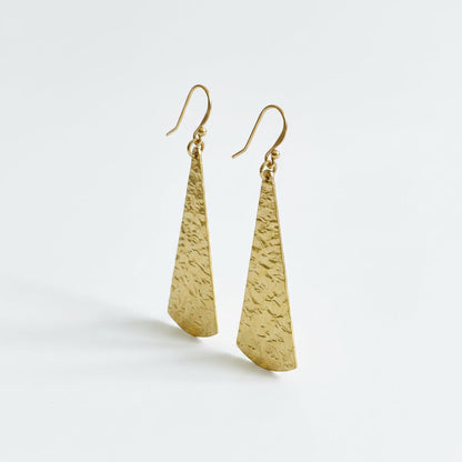 Extra Large Gold Teardrop Earrings, Hand-Hammered Brass Dangle Earrings, Minimalist Statement Jewelry