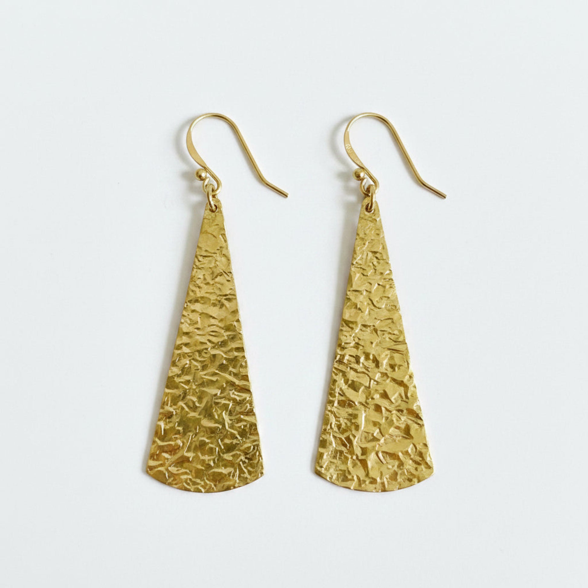 Extra Large Gold Teardrop Earrings, Hand-Hammered Brass Dangle Earrings, Minimalist Statement Jewelry