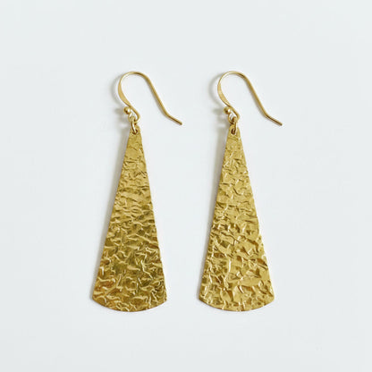 Extra Large Gold Teardrop Earrings, Hand-Hammered Brass Dangle Earrings, Minimalist Statement Jewelry