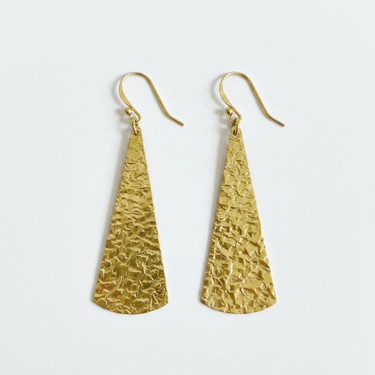 Extra Large Gold Teardrop Earrings, Hand-Hammered Brass Dangle Earrings, Minimalist Statement Jewelry