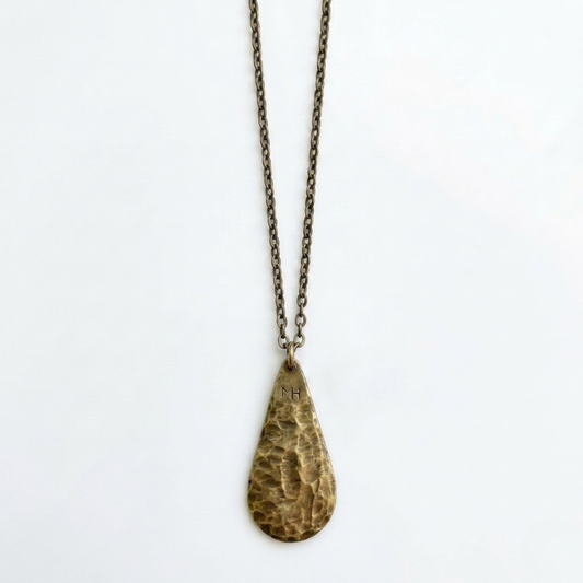 Extra Large Hammered Brass Teardrop Earrings, Minimalist Long Dangle Drop Earrings