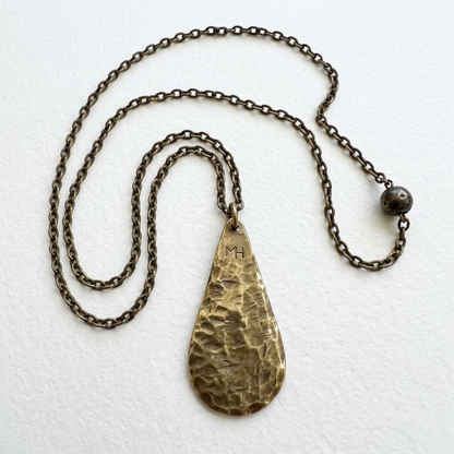 Extra Large Hammered Brass Teardrop Earrings, Minimalist Long Dangle Drop Earrings