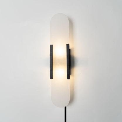 Melange Elongated Alabaster Plug-in Wall Lamp