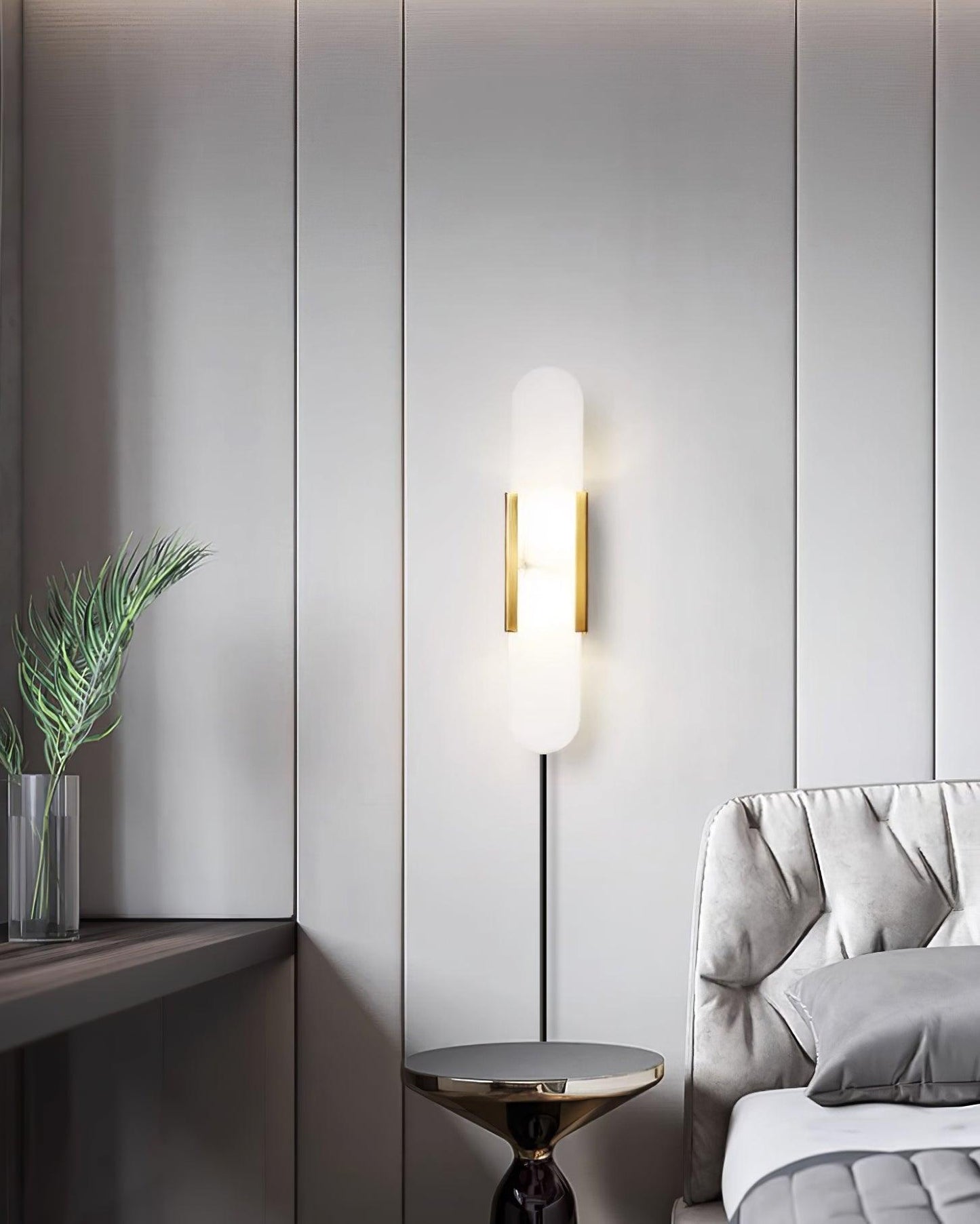 Melange Elongated Alabaster Plug-in Wall Lamp