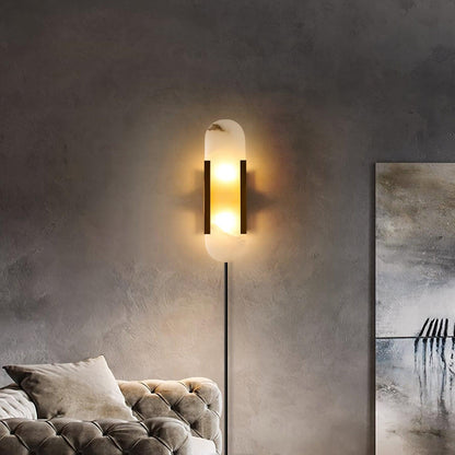 Melange Elongated Alabaster Plug-in Wall Lamp