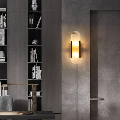 Melange Elongated Alabaster Plug-in Wall Lamp