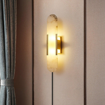 Melange Elongated Alabaster Plug-in Wall Lamp