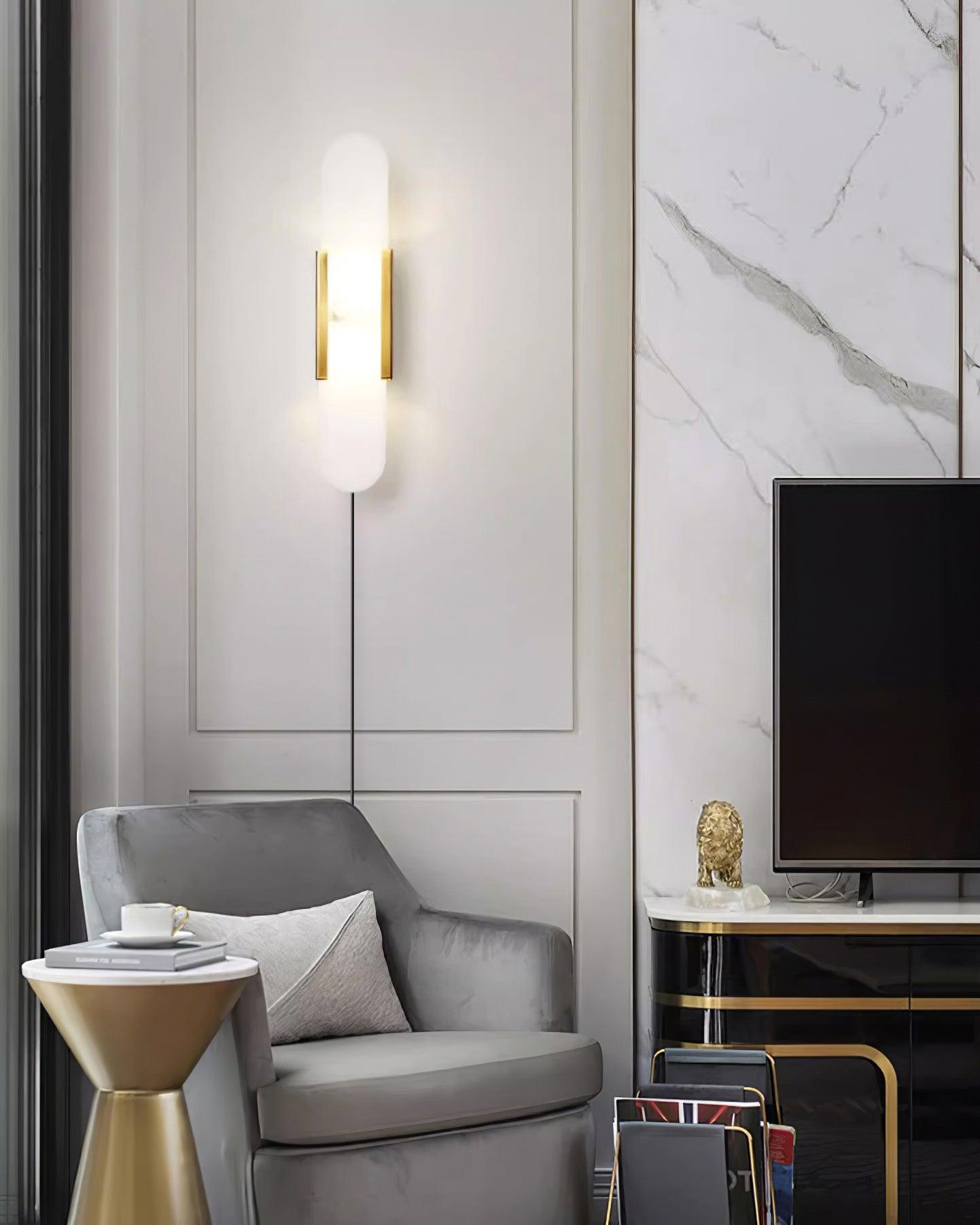 Melange Elongated Alabaster Plug-in Wall Lamp