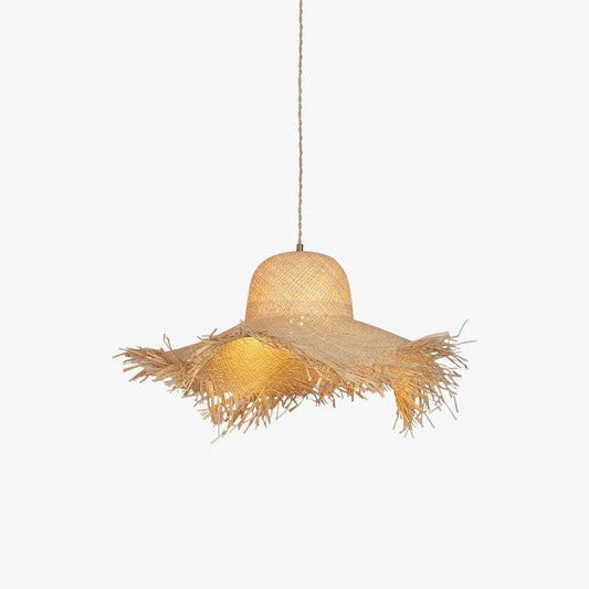 Rattan Straw Hat Pendant Light