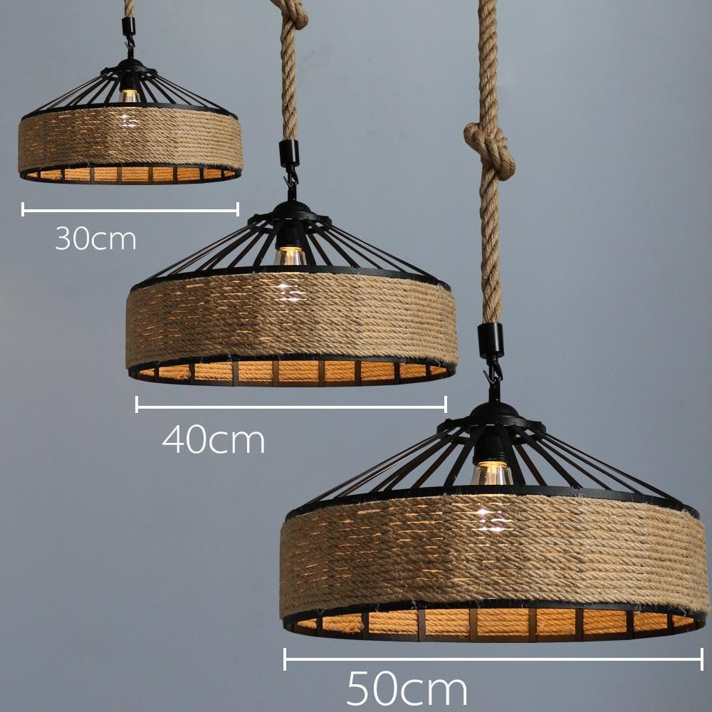 American Country Hemp Rope Pendant Light