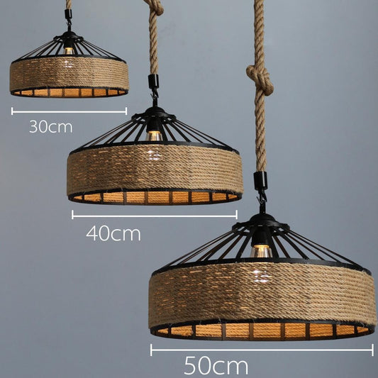 American Country Hemp Rope Pendant Light