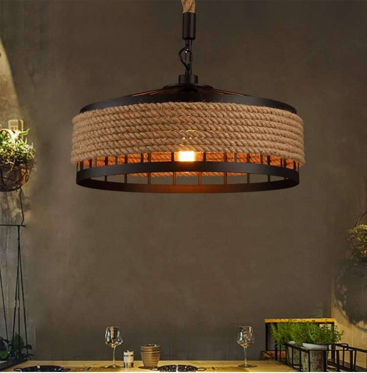 American Country Hemp Rope Pendant Light