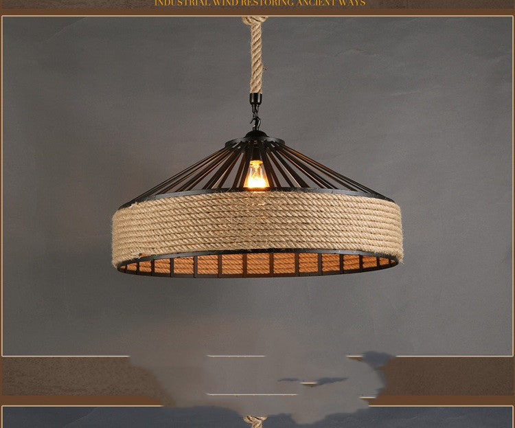 American Country Hemp Rope Pendant Light