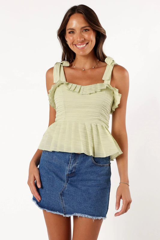 Aubree Sweetheart-Peplum Textured Top