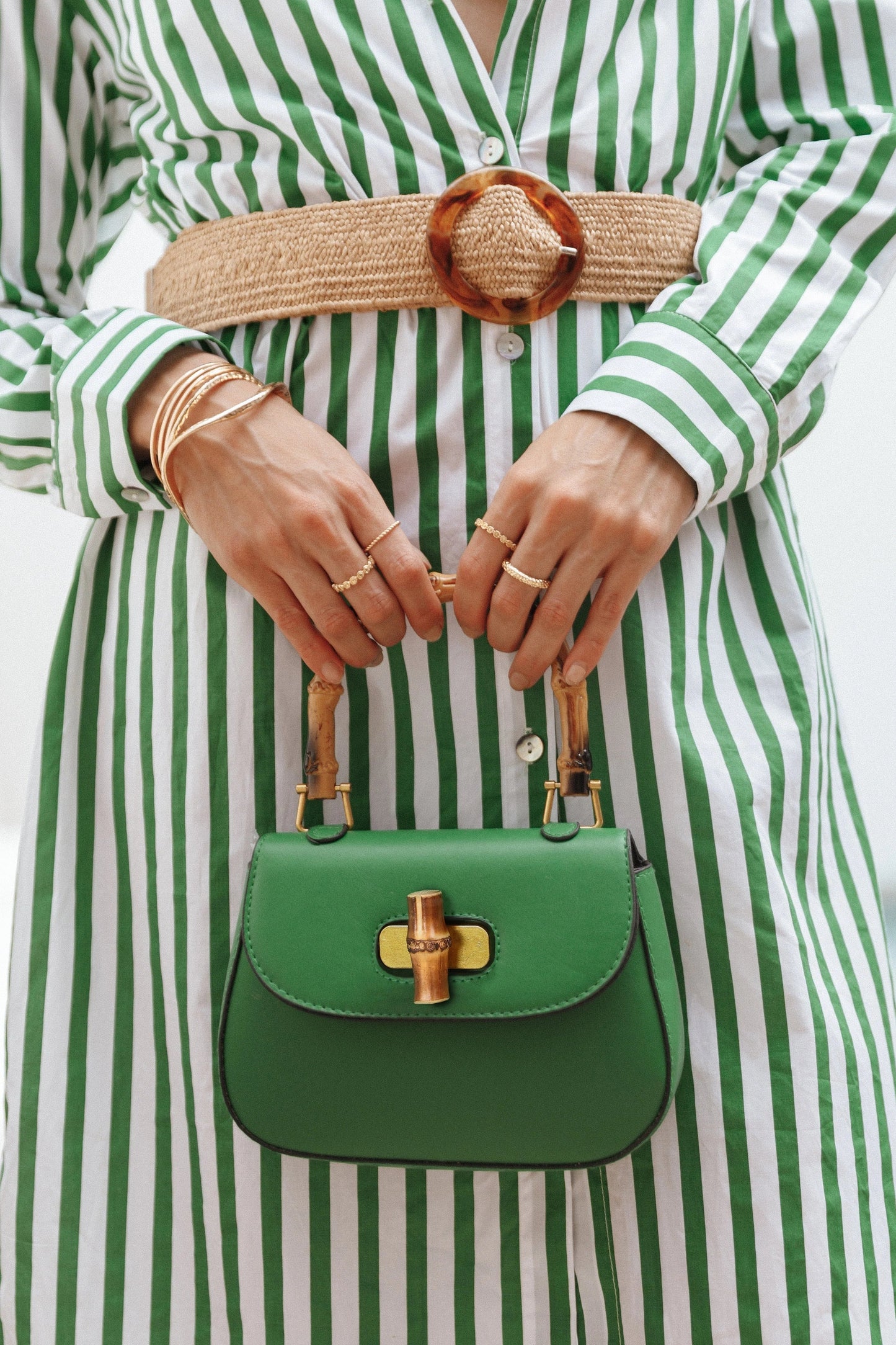 Bamboo Handle Top-Handle Bag