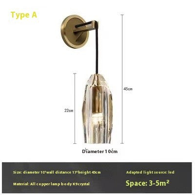 Copper Luxury Crystal Wall Lamp