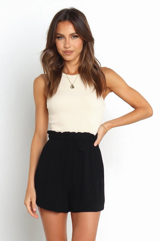 Drawstring Waist Linen Shorts