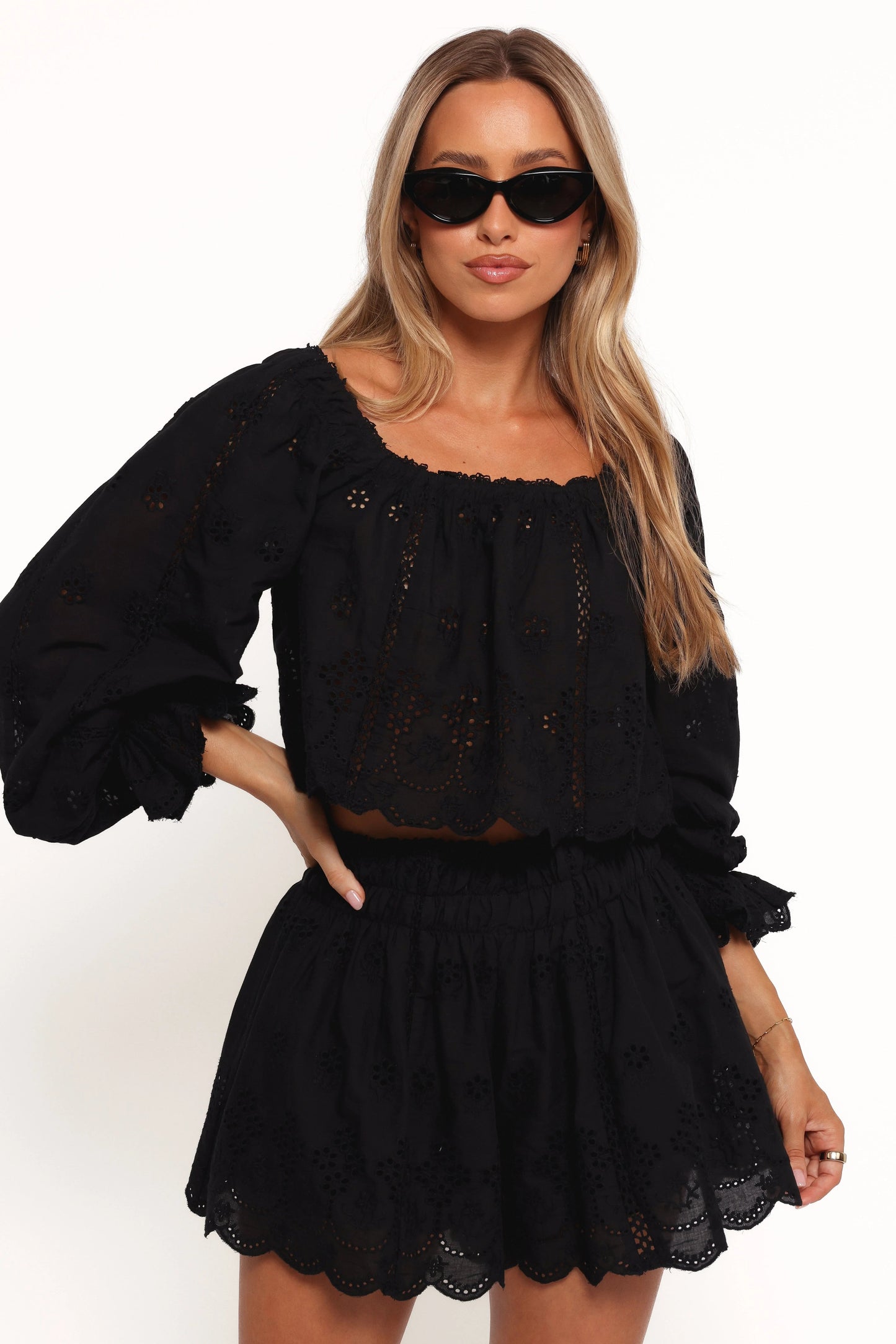 Embroidered Crop Top & Skirt Set