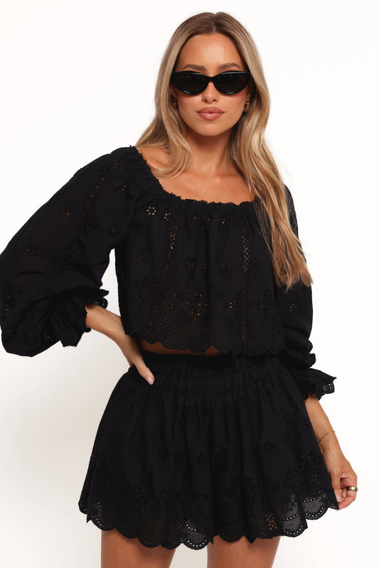 Embroidered Crop Top & Skirt Set