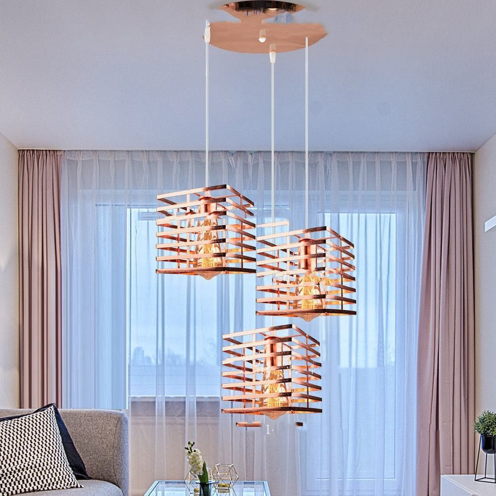 European Post-Modern 3D Iron Chandelier