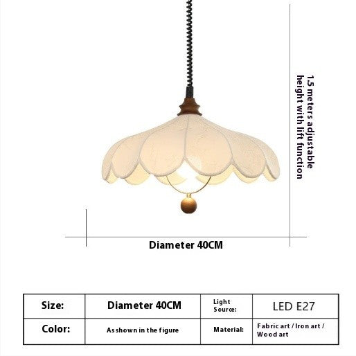 French Retro Cream-Style Retractable Chandelier