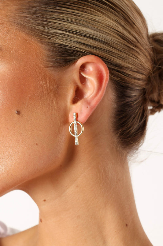 Gold Crystal Drop Stud Earrings