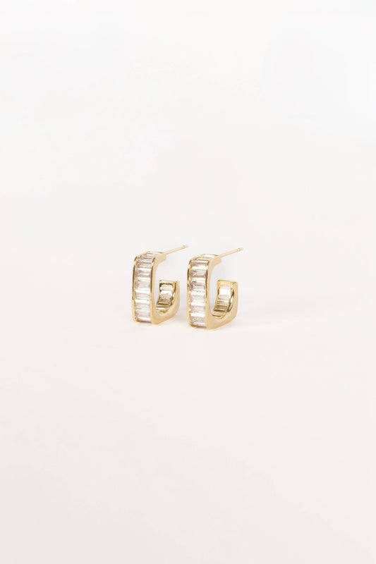 Gold Cubic Zirconia Hoop Earrings