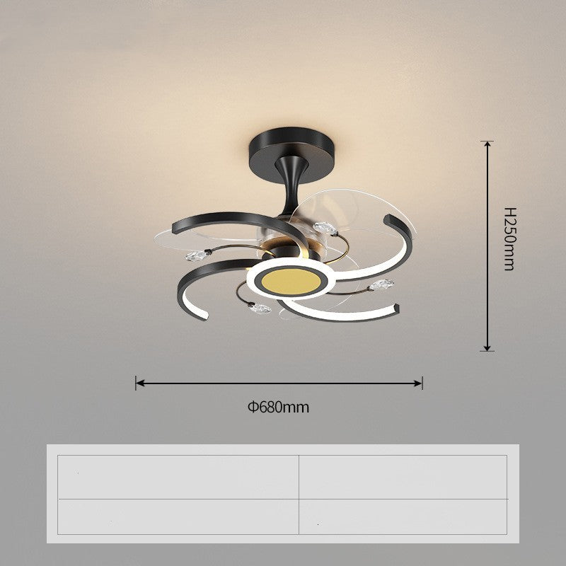 Modern Black-Gold Multi-Head Fan Lamp