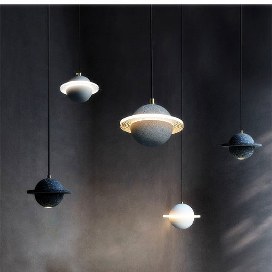 Modern Marble-Effect Planet Pendant