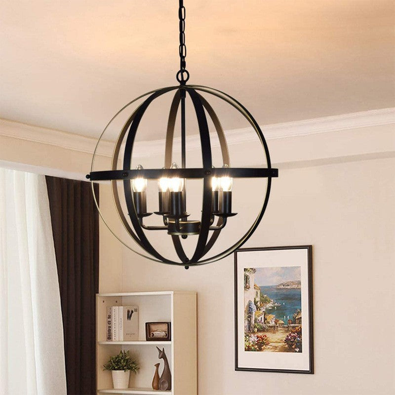 Retro Industrial Wrought Iron Multi-Head Pendant