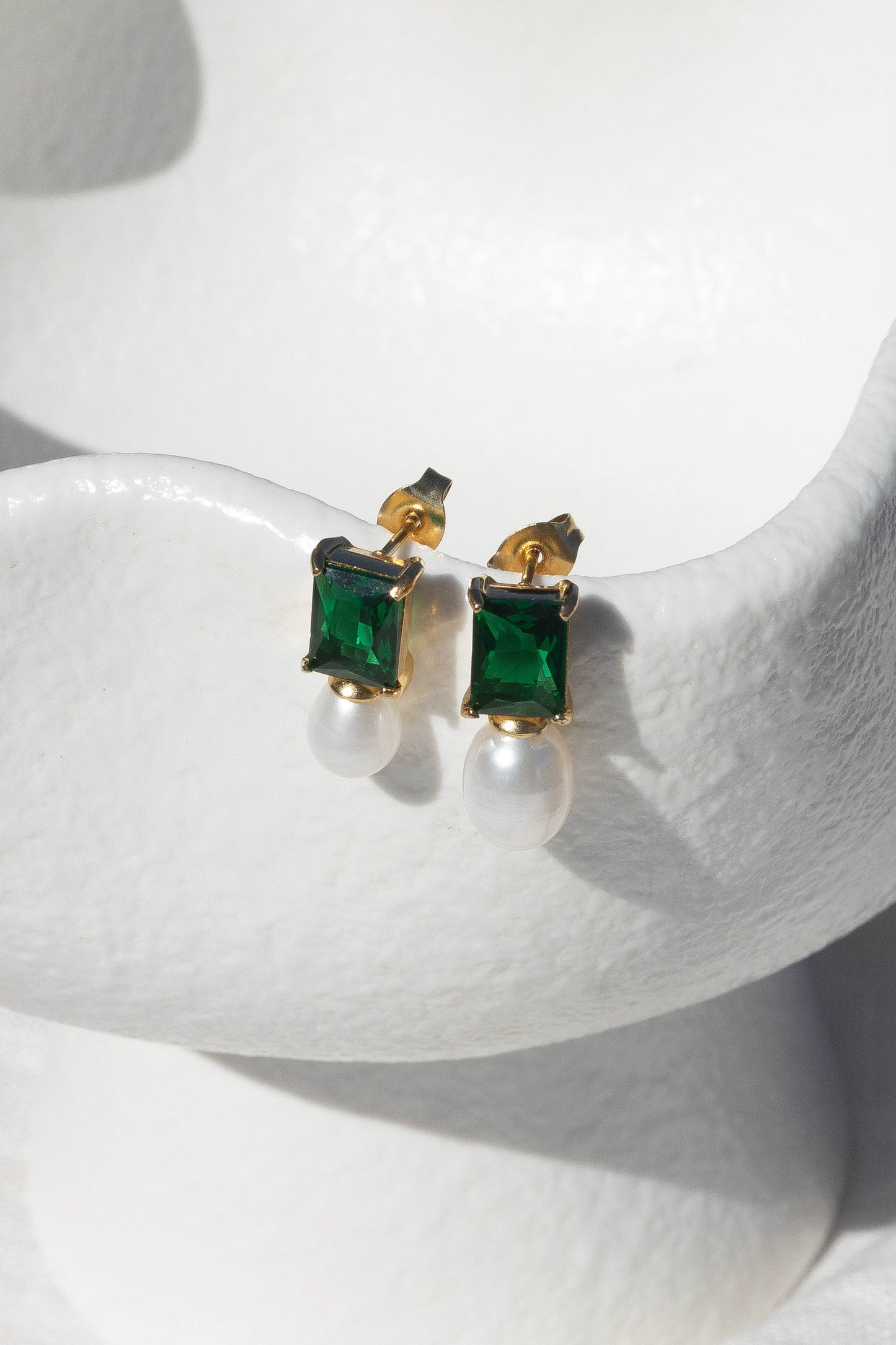Rhinestone & Pearl Drop Earrings