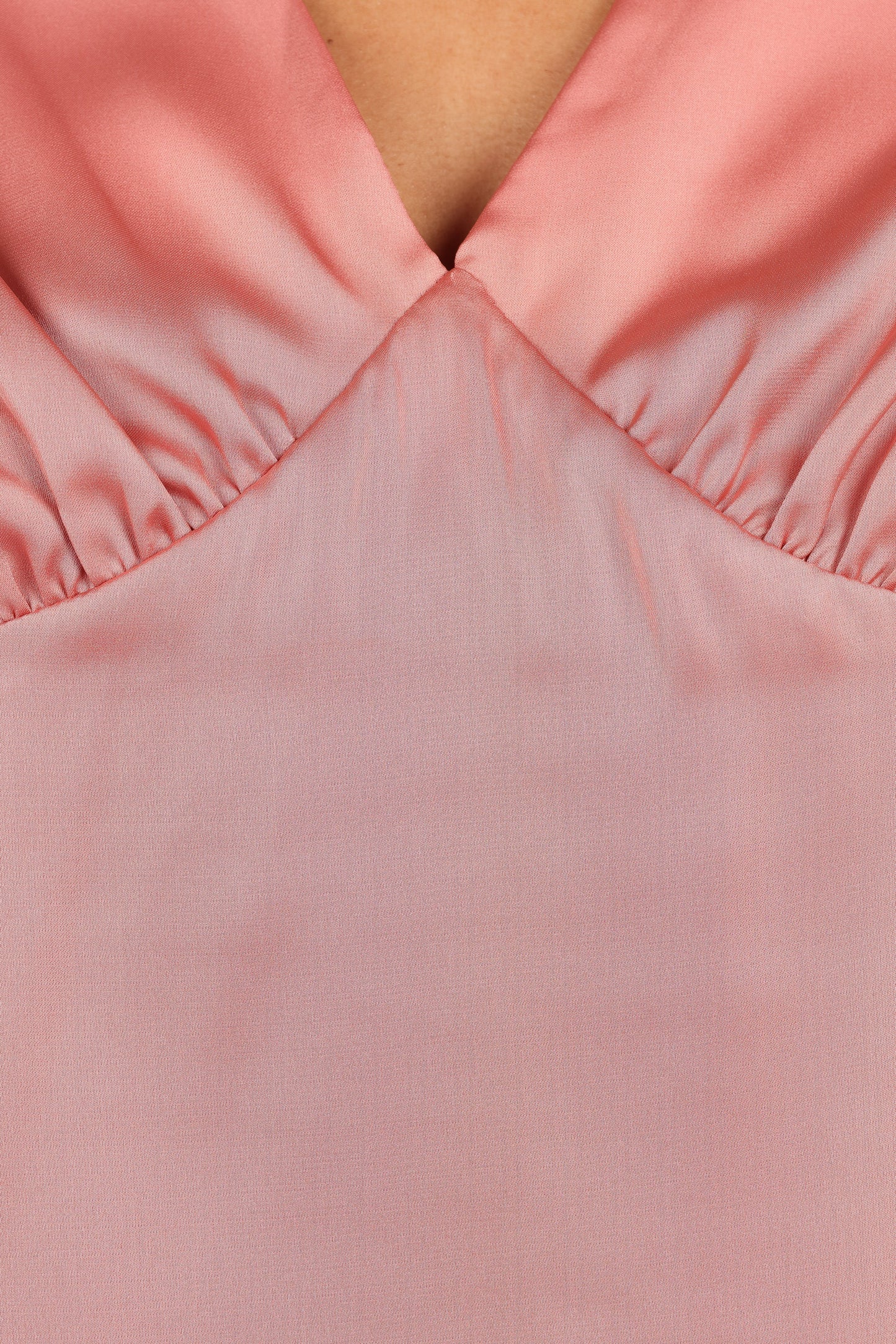 Satin-Sheen Cropped V-Neck Top