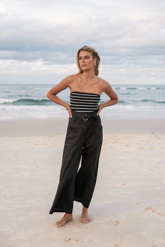 Stripe Bandeau Knit Crop Top