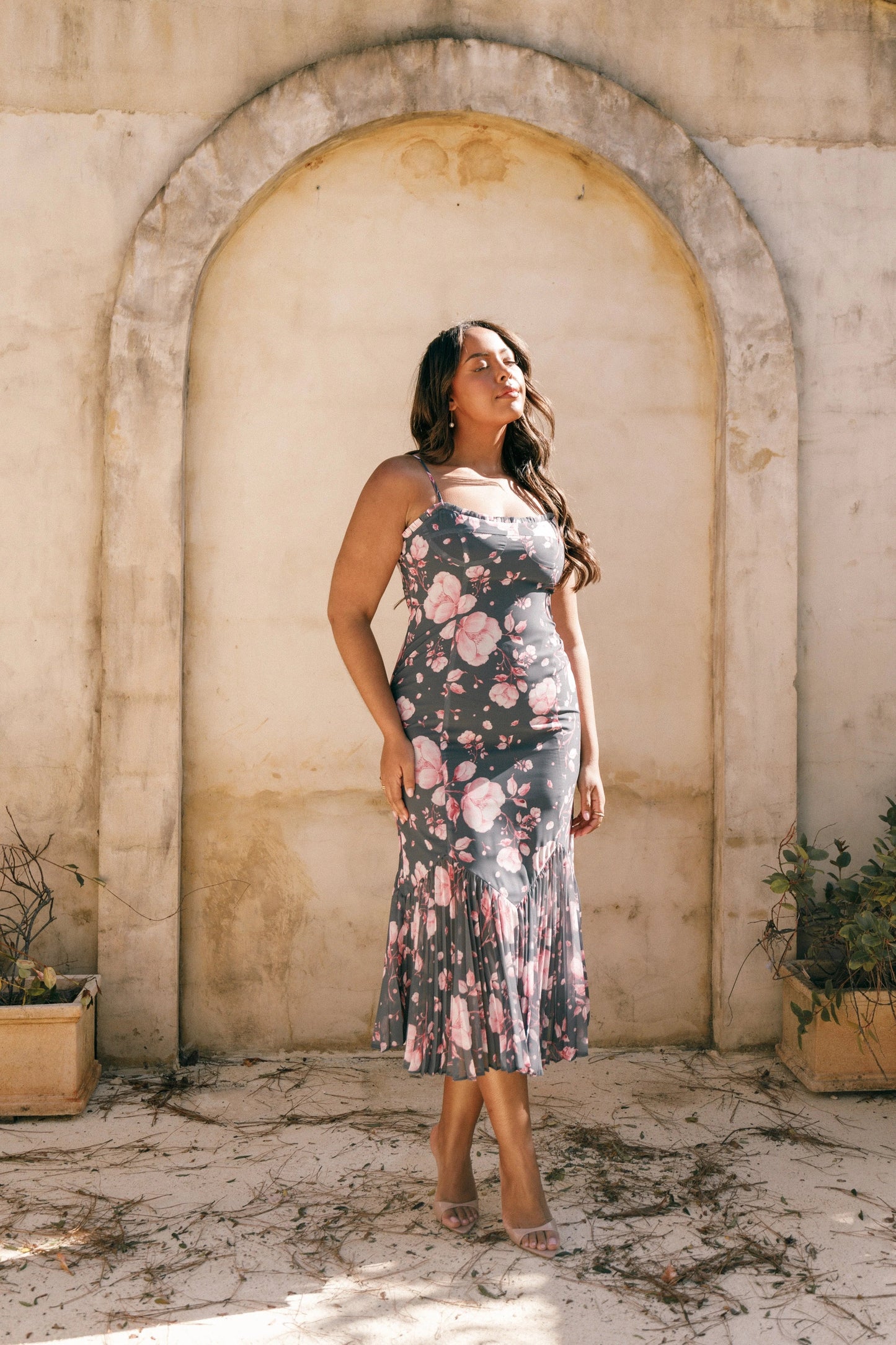 Sweetheart Bow-Detail Midi Dress