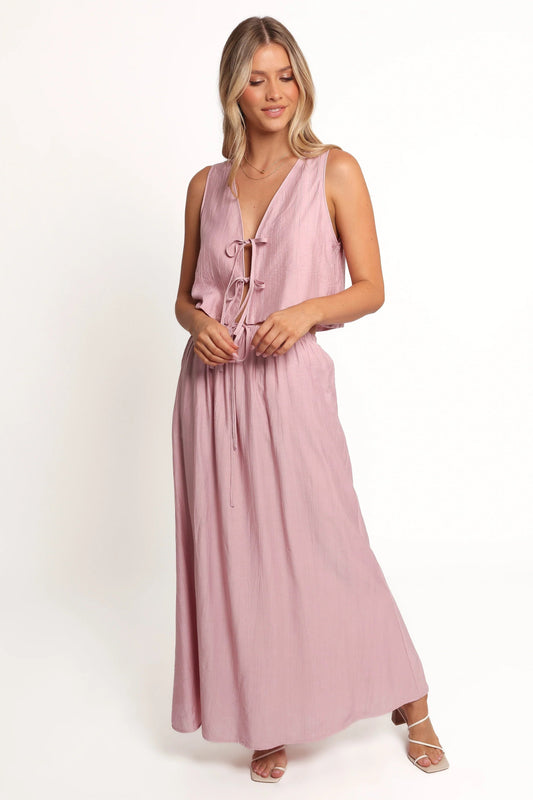 Tie-Front Crop Top & Maxi Skirt Set